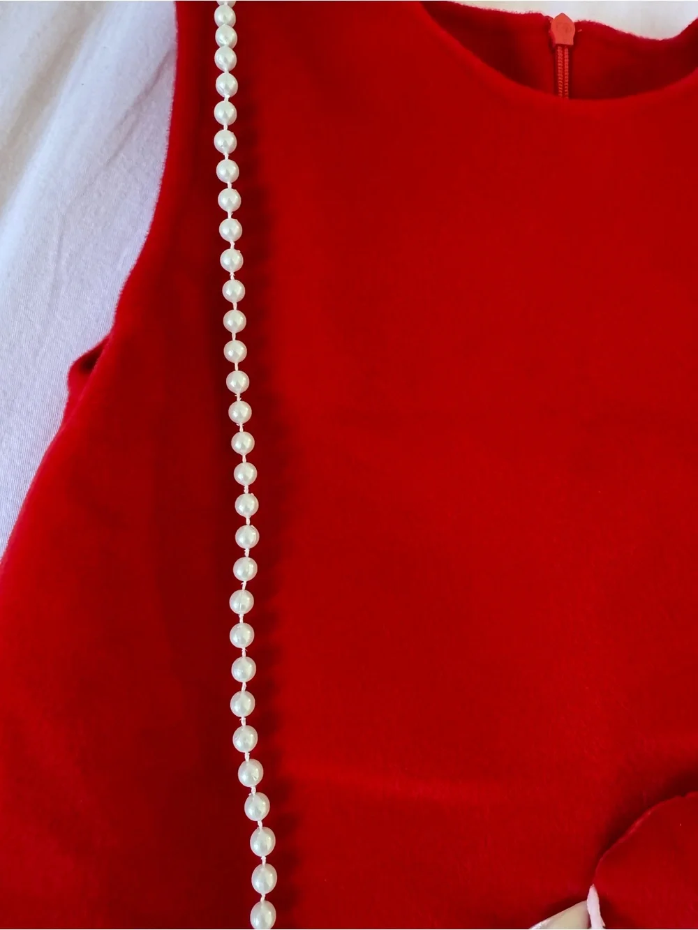Girls Red Sleeveless Dress with Pearl Heart Purse